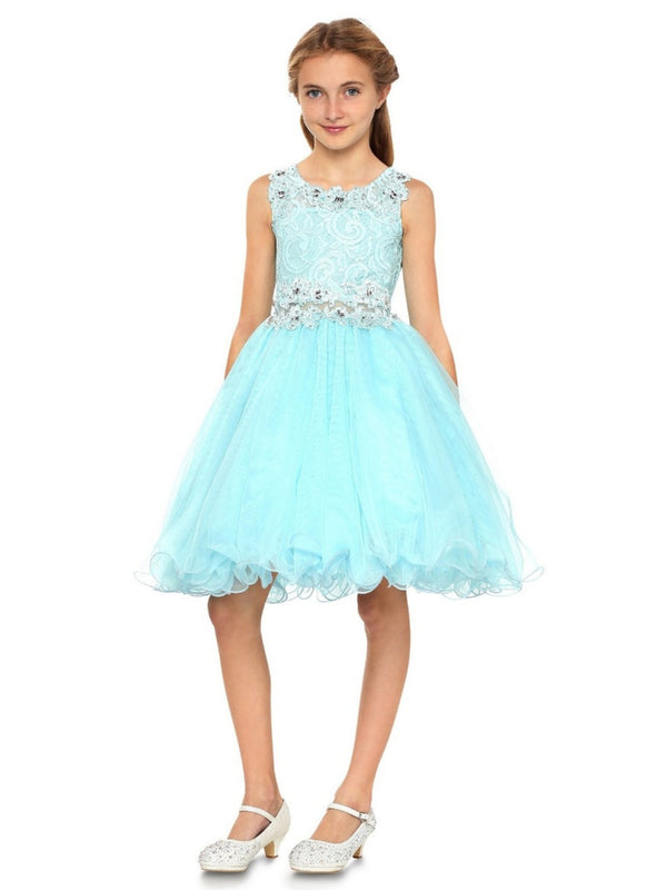 Lace Mesh Rhinestone Wired Flower Girl Dress 4-20 - SophiasStyle.com